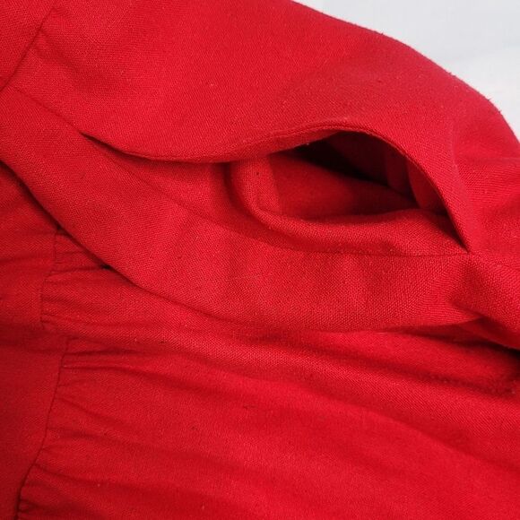 VINTAGE 80s dress Liz Claiborne red button up raw silk speckled‎ midi 12 - Picture 9 of 12